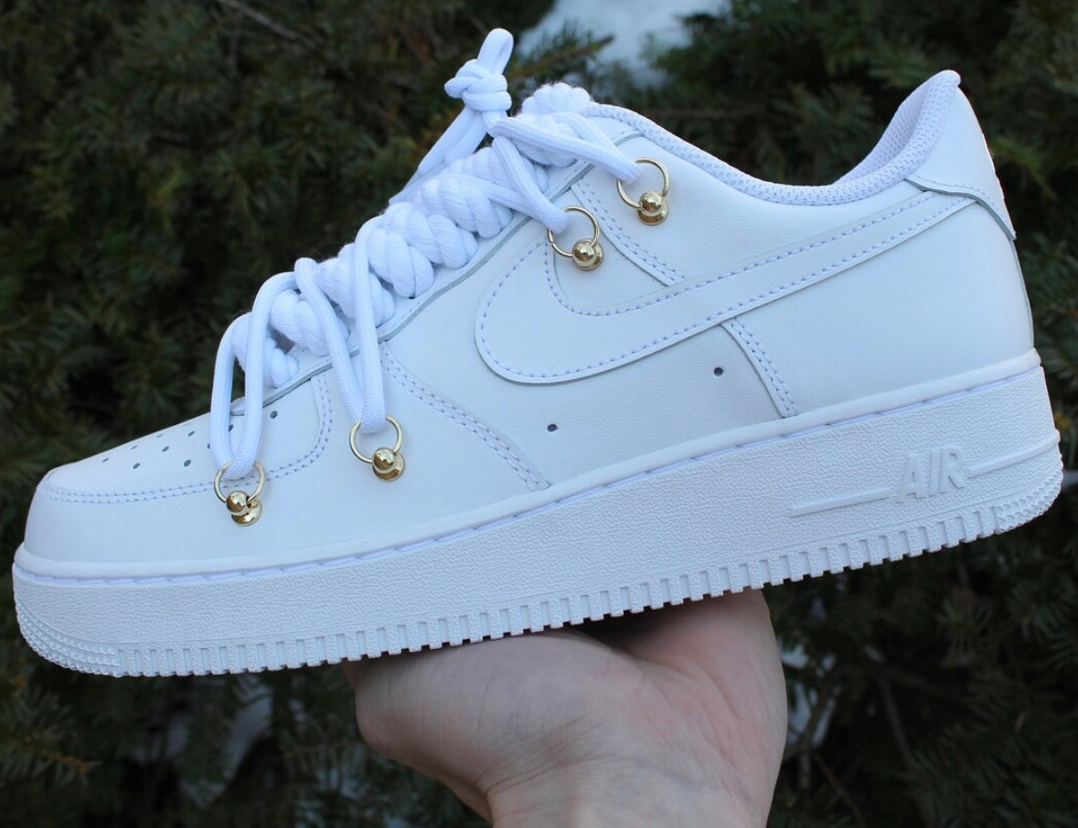 Pure White & Gold - Custom Air Force 1