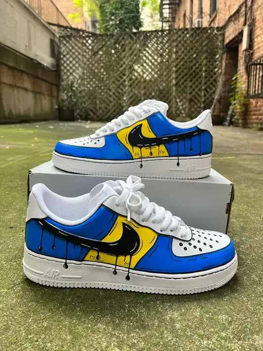 Blue & Yellow Cartoon - Custom Air Force 1 - Sole Struck