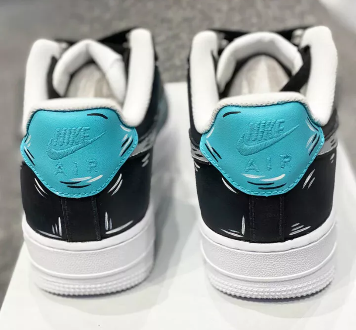 Teal and Black Cartoon - Custom Air Force 1 - Sole Struck