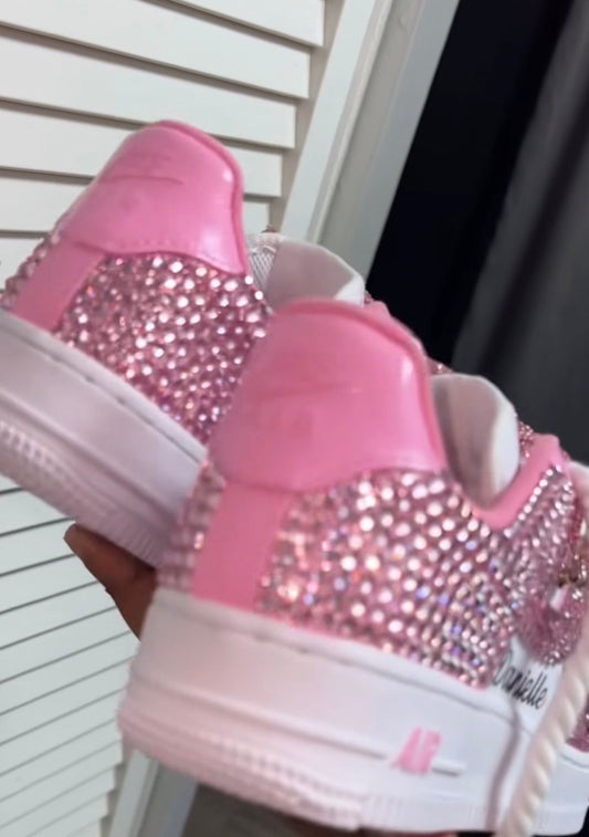Pink Bling (With Name) - Custom Air Force 1