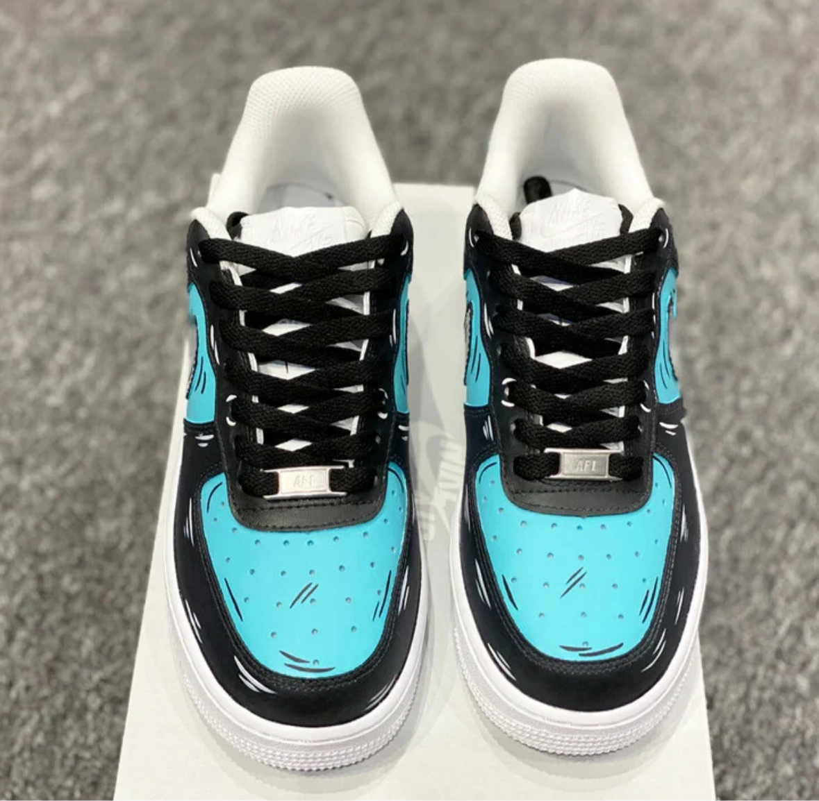 Teal and Black Cartoon - Custom Air Force 1 - Sole Struck