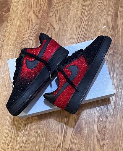 Red & Black Glitter - Custom Air Force 1