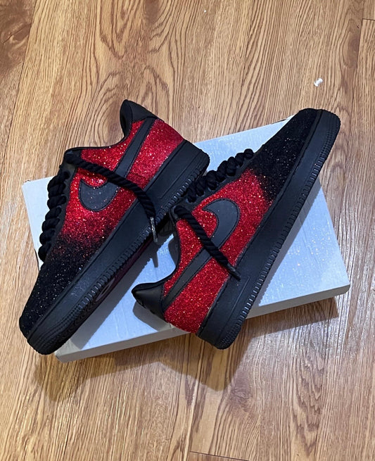 Red & Black Glitter - Custom Air Force 1