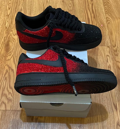 Red & Black Glitter - Custom Air Force 1