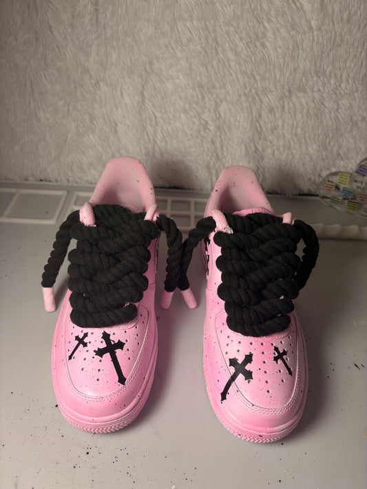 Pink Chrome Hearts - Custom Air Force 1
