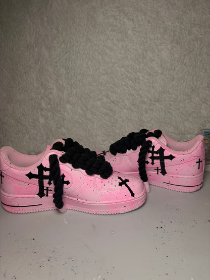 Pink Chrome Hearts - Custom Air Force 1